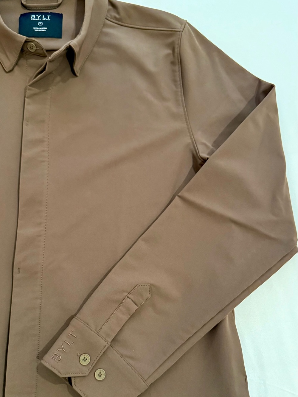 BYLT Premium Basics Tech Nylon Shirt Jacket — Dark Taupe — Men’s M